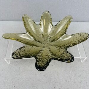 Vintage Blenko #764 Olive Green Art Glass Bowl Don Shepherd Splat